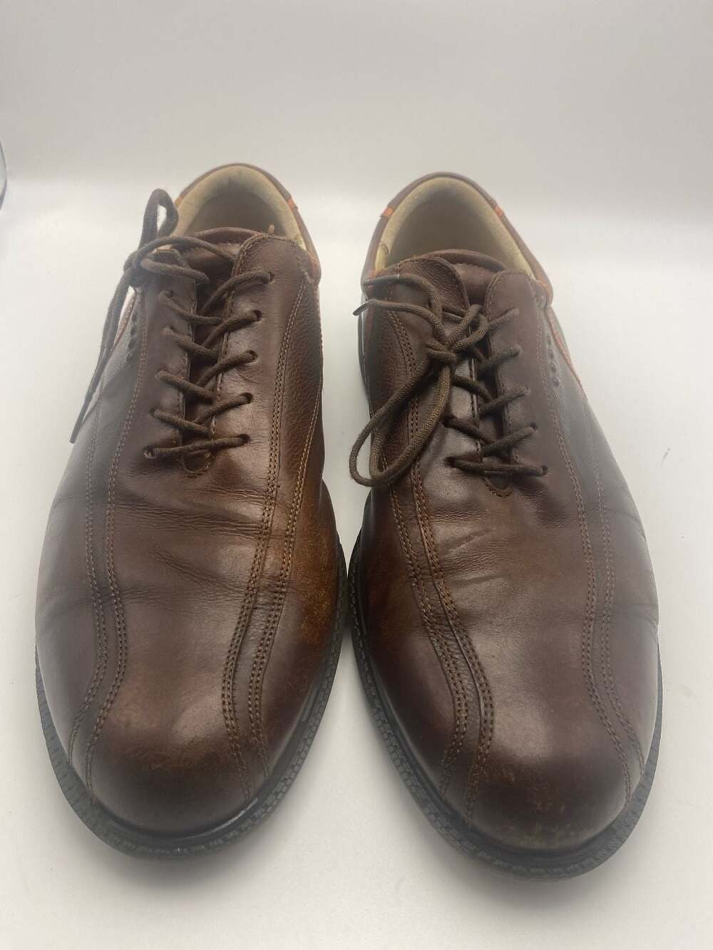ECCO Hydromax Spikeless Golf Shoes Brown Leather Size 12 (G1021)